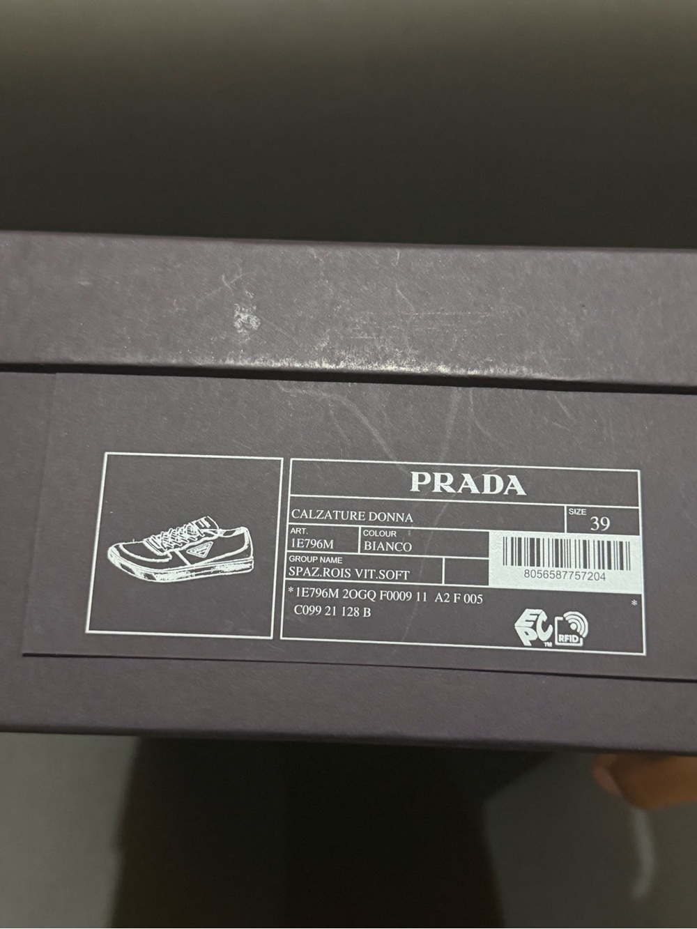Prada White Leather Low-Top Sneakers with Logo Patch womens sneakers - Picture 14 of 16